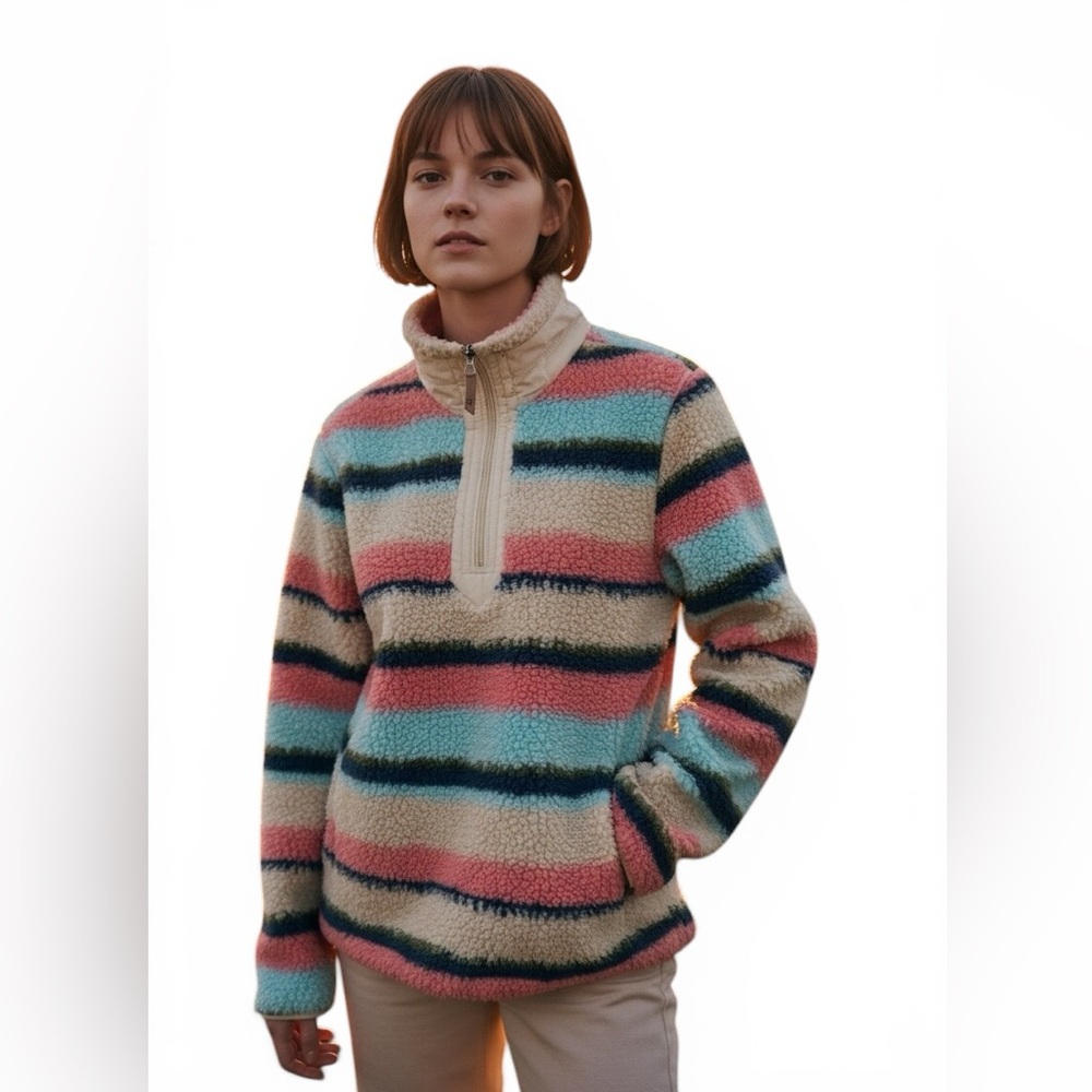 Liv Outdoor Fleece Rainbow Stripe Quarter Zip
Shirt Jacket Women’s Size L